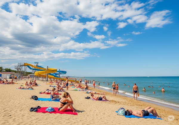 Водні гірки та інші розваги на пляжі в Затоці